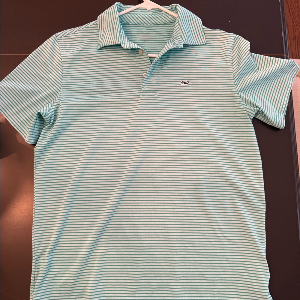 Vineyard Vines Kids Aqua Striped Polo